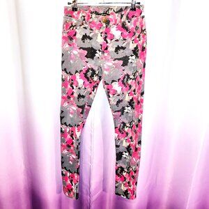 (2/$20) Like An Angel Pink Abstract Skinny Pants Size Medium (Juniors)